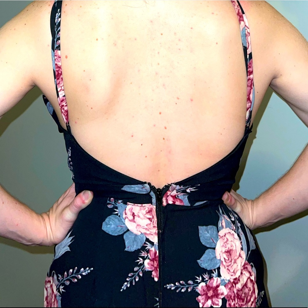 Charlotte Russe Black and Floral Romper Pant Suit - Picture 3 of 3